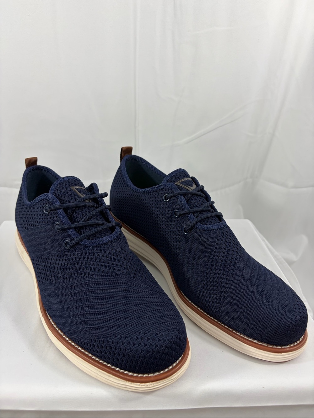 NWT Vance Co Men's Size 11W Navy Blue Knit Casual Lace-Up Shoes